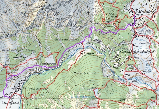 Karte Maloja-Casaccia