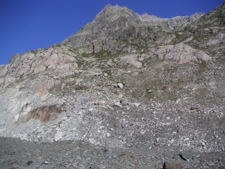 Blick auf den Aufstieg zur Hütte