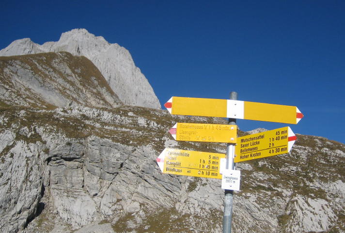 2-Tagestour Alpstein 13, Wegweiser Zwinglipass