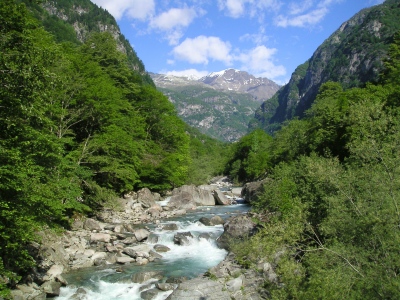 Der untere Teil des Val Bavona mit dem Basodino (3272m)